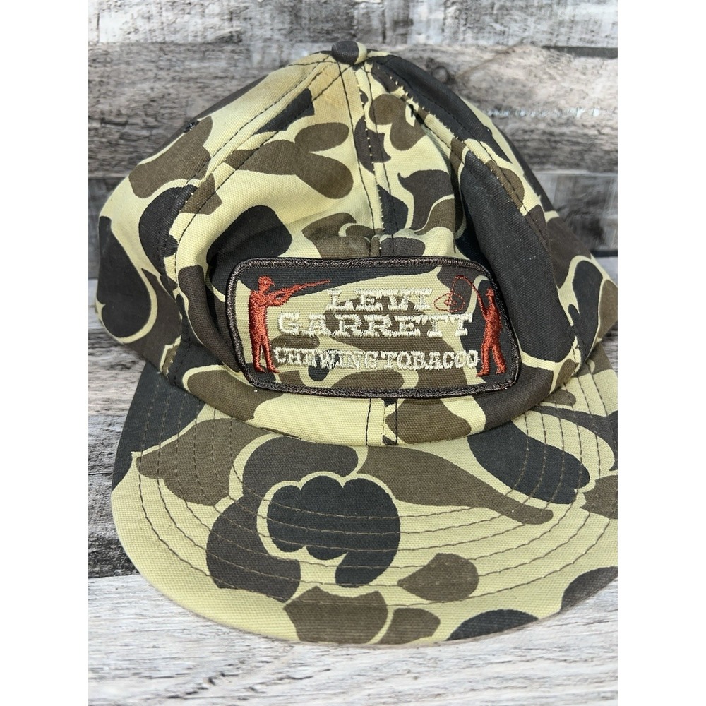 Vintage Eagle Ridge SnapBack Camo Hat Made In USA Levi Garrett Chewing Tobacco